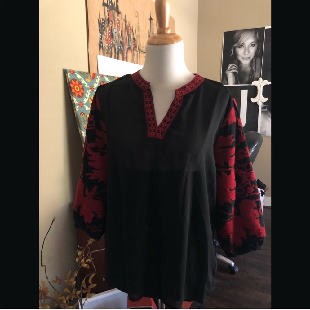 Hazel Scarlet Embroidered Blouse